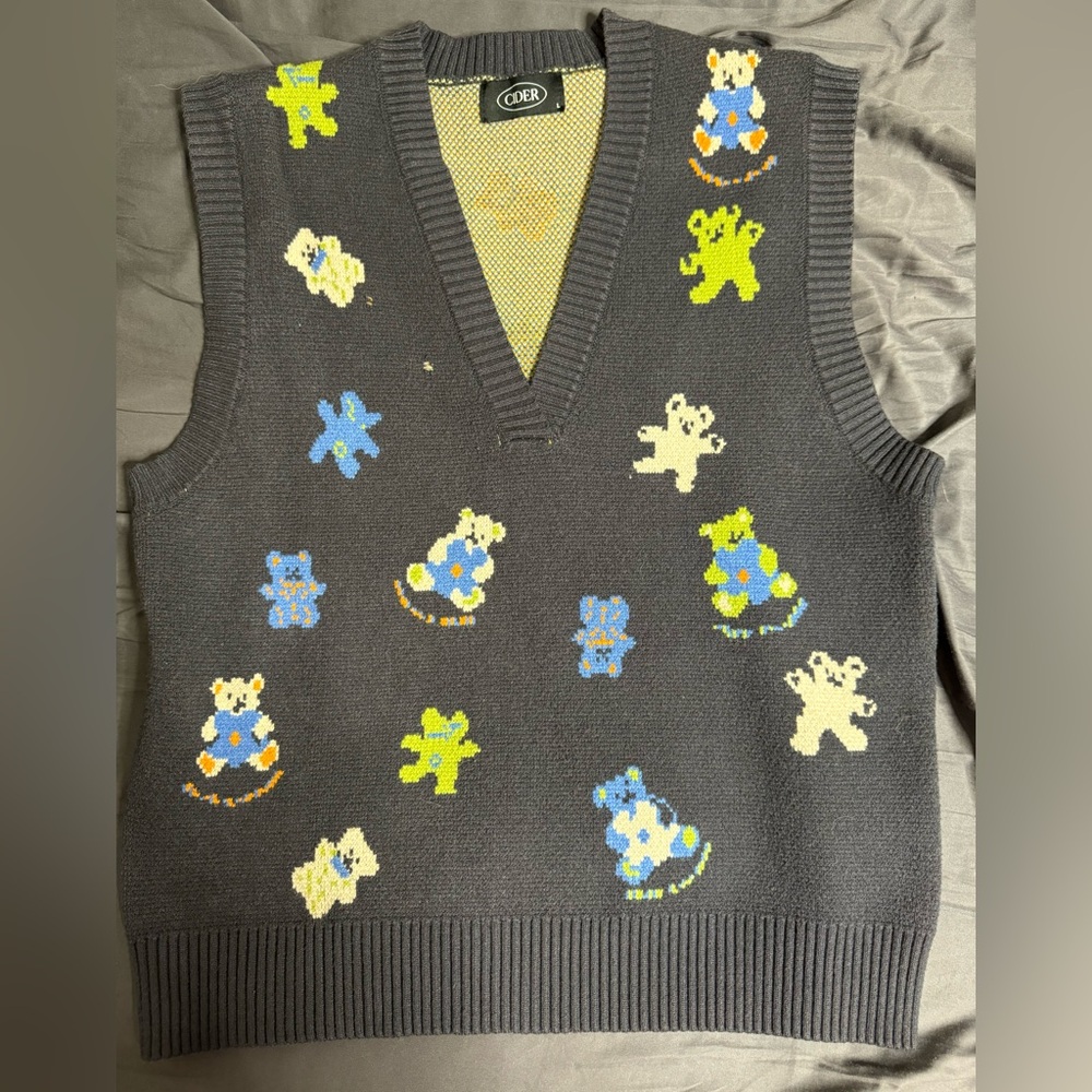 Cider Teddy Bear Wool Sweater Vest